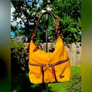 ▶️ Dooney & Bourke ◀️ Mustard Gold / Yellow Camden nylon hobo bag